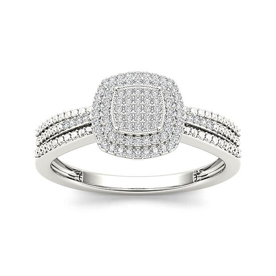 1/5 CT.T.W. Natural Diamond 10K White Gold Engagement Ring
