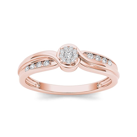 1/10 CT.T.W. Natural Diamond 10K Rose Gold Engagement Ring