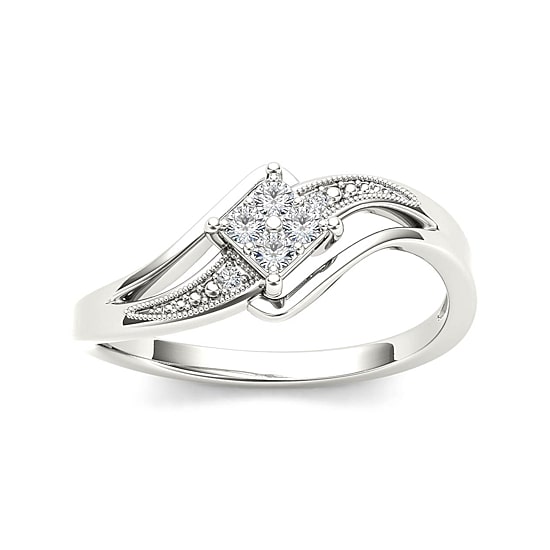 1/10 CT.T.W. Natural Diamond 10K White Gold Engagement Ring