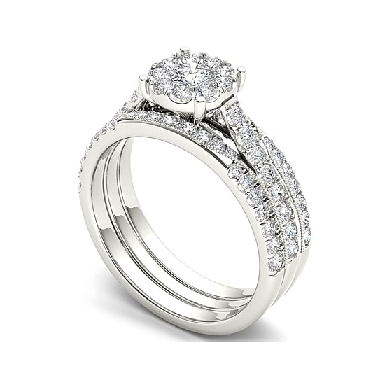 1 CT.T.W. Natural Diamond 14K Yellow Gold Bridal Set
