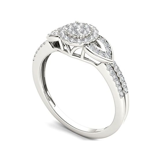 3/8 CT.T.W. Natural Diamond 10K White Gold Engagement Ring