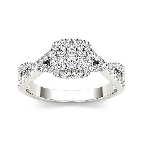 3/8 CT.T.W. Natural Diamond 10K White Gold Engagement Ring