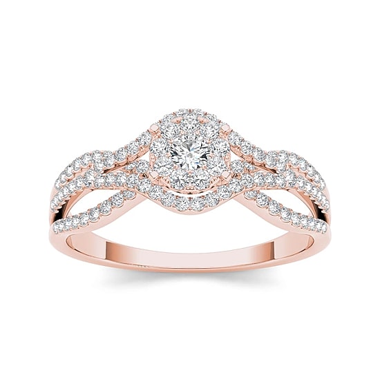1/2 CT.T.W. Natural Diamond 10K Rose Gold Engagement Ring