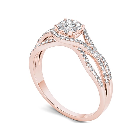1/2 CT.T.W. Natural Diamond 10K Rose Gold Engagement Ring