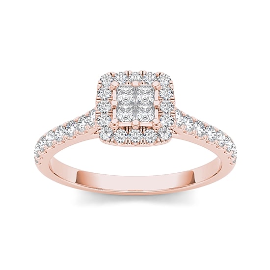 1/2 CT.T.W. Natural Diamond 10K Rose Gold Engagement Ring