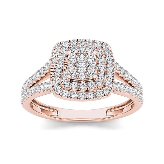 1/2 CT.T.W. Natural Diamond 10K Rose Gold Engagement Ring