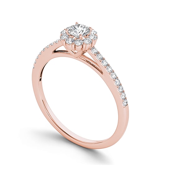 1/2 CT.T.W. Natural Diamond 10K Rose Gold Halo Engagement Ring