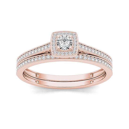 1/3 CT.T.W. Natural Diamond 10K Rose Gold Bridal Set