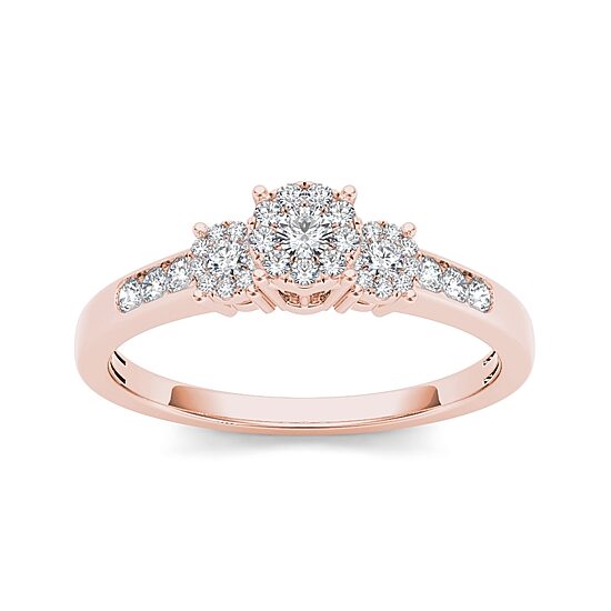 1/3 CT.T.W. Natural Diamond 10K Rose Gold Engagement Ring