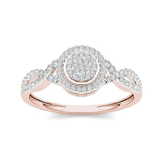 1/3 CT.T.W. Natural Diamond 10K Rose Gold Engagement Ring