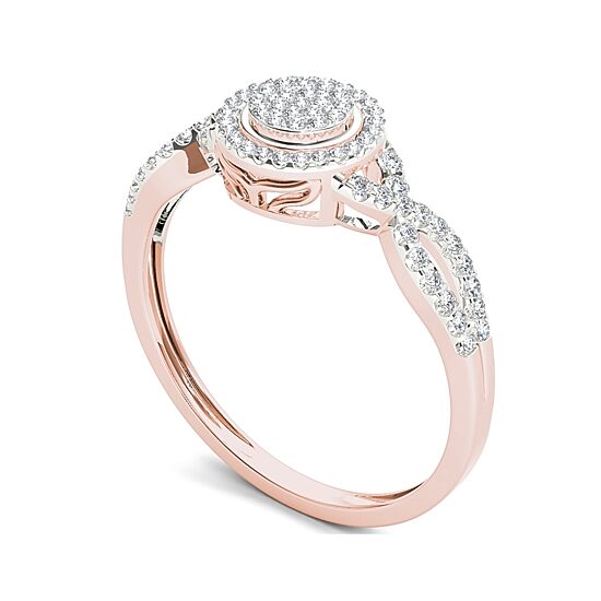 1/3 CT.T.W. Natural Diamond 10K Rose Gold Engagement Ring