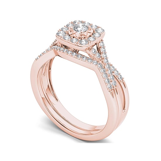 3/8 CT.T.W. Natural Diamond 10K Rose Gold Engagement Ring