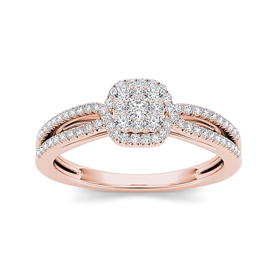 3/8 CT.T.W. Natural Diamond 10K Rose Gold Engagement Ring