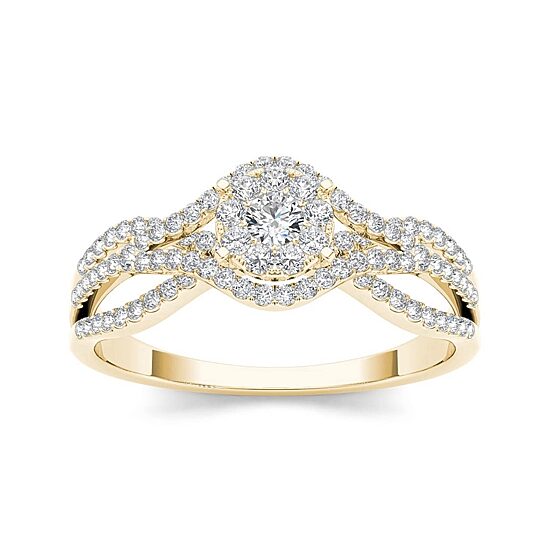 1/2 CT.T.W. Natural Diamond 10K Yellow Gold Engagement Ring