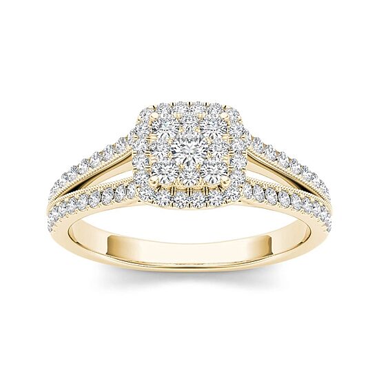 1/2 CT.T.W. Natural Diamond 10K Yellow Gold Engagement Ring