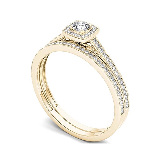 1/3 CT.T.W. Natural Diamond 10K Yellow Gold Bridal Set