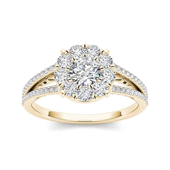 1 CT.T.W. Natural Diamond 10K Yellow Gold Engagement Ring
