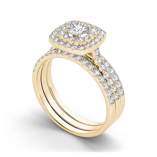 1 1/2 CT.T.W. Natural Diamond 10K Yellow Gold Bridal Ring Set