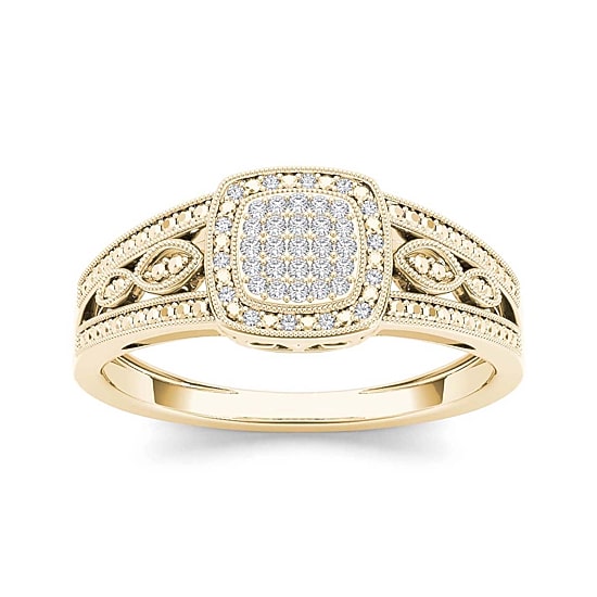 1/10 CT.T.W. Natural Diamond 10K Yellow Gold Engagement Ring
