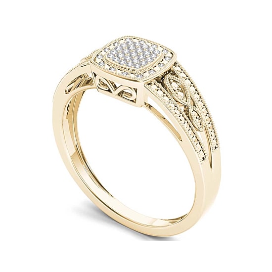 1/10 CT.T.W. Natural Diamond 10K Yellow Gold Engagement Ring