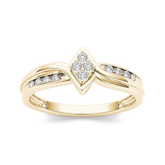 1/10 CT.T.W. Natural Diamond 10K Yellow Gold Engagement Ring