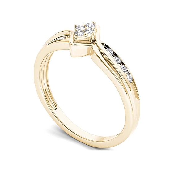 1/10 CT.T.W. Natural Diamond 10K Yellow Gold Engagement Ring