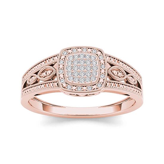 1/10 CT.T.W. Natural Diamond 10K Rose Gold Engagement Ring