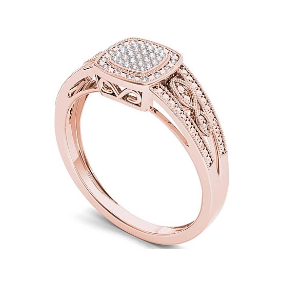 1/10 CT.T.W. Natural Diamond 10K Rose Gold Engagement Ring