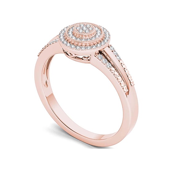 1/6 CT.T.W. Natural Diamond 10K Rose Gold Engagement Ring