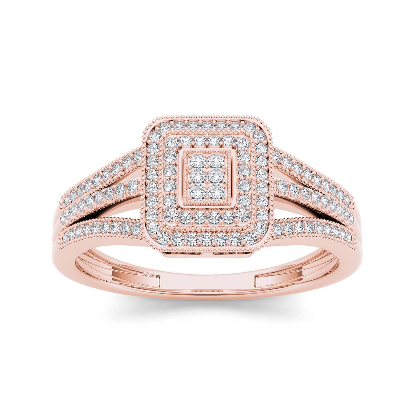 1/6 CT.T.W. Natural Diamond 10K Rose Gold Engagement Ring