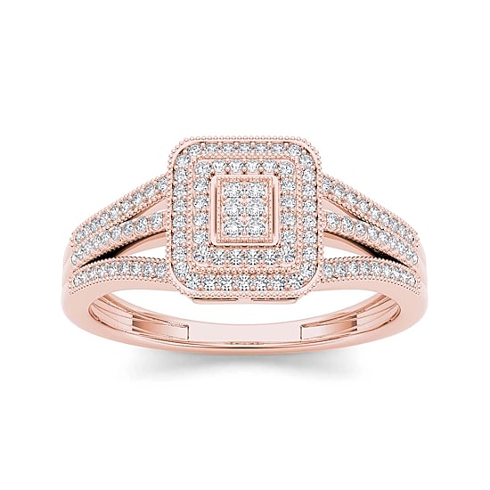 1/6 CT.T.W. Natural Diamond 10K Rose Gold Engagement Ring