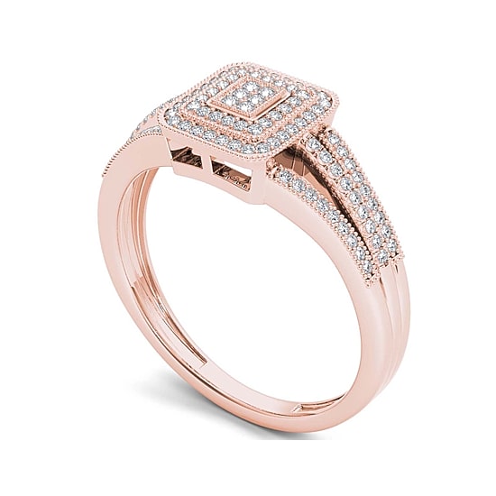 1/6 CT.T.W. Natural Diamond 10K Rose Gold Engagement Ring