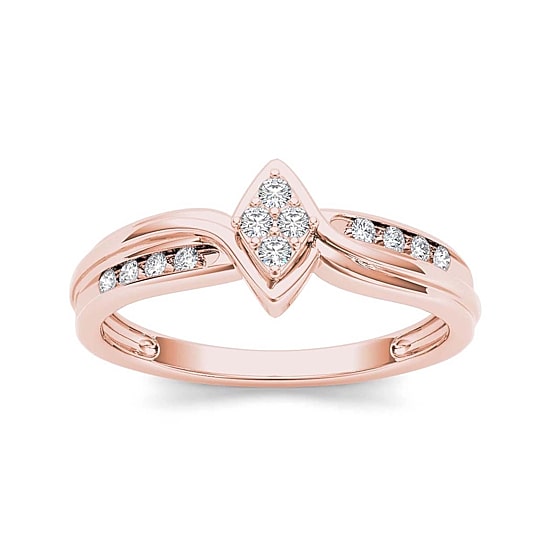 1/10 CT.T.W. Natural Diamond 10K Rose Gold Engagement Ring