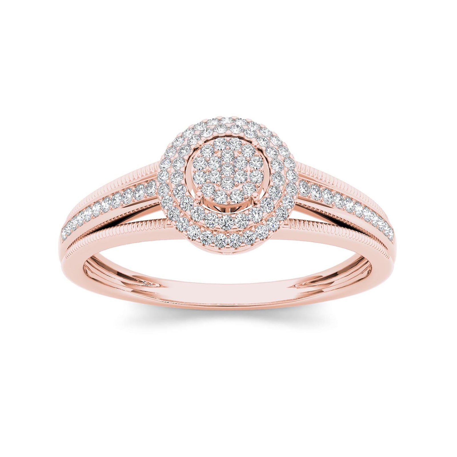 1/5 CT.T.W. Natural Diamond 10K Rose Gold Engagement Ring
