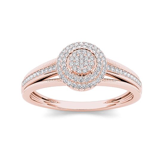 1/5 CT.T.W. Natural Diamond 10K Rose Gold Engagement Ring