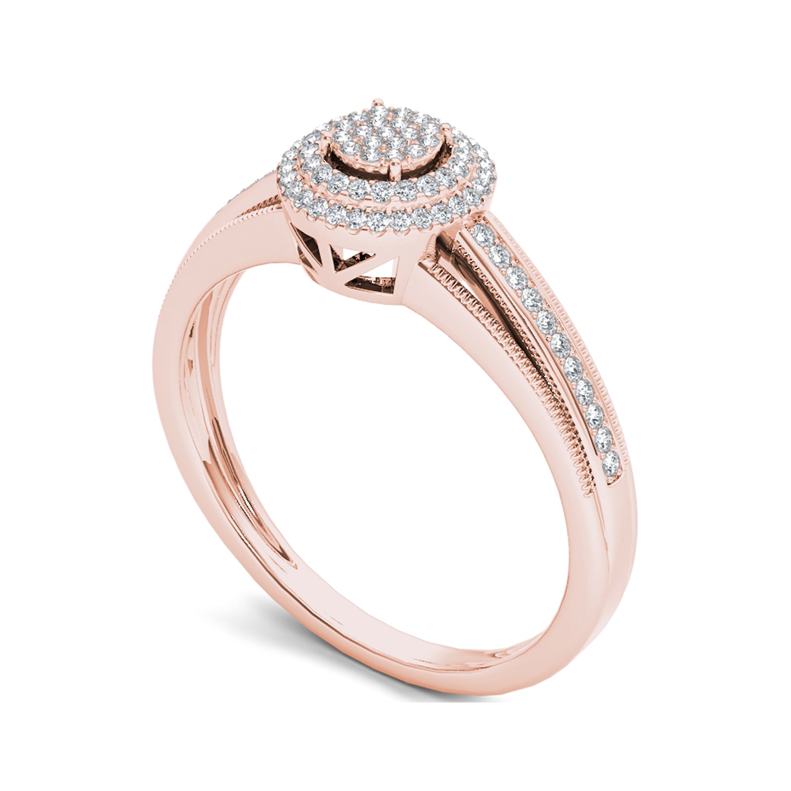 1/5 CT.T.W. Natural Diamond 10K Rose Gold Engagement Ring