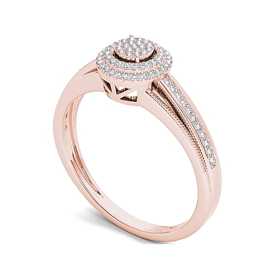 1/5 CT.T.W. Natural Diamond 10K Rose Gold Engagement Ring