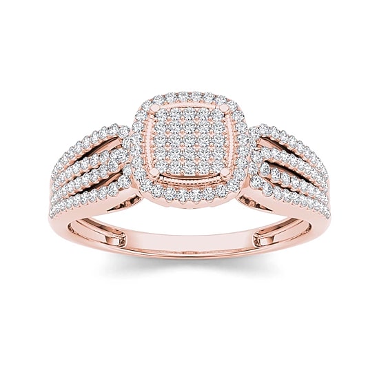 1/3 CT.T.W. Natural Diamond 10K Rose Gold Engagement Ring