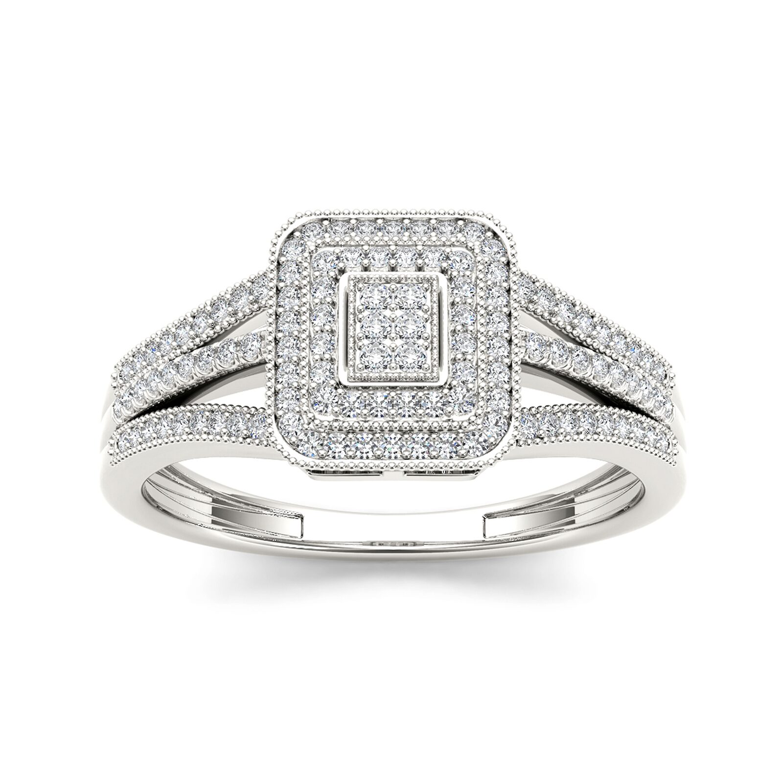 1/6 CT.T.W. Natural Diamond 10K White Gold Engagement Ring