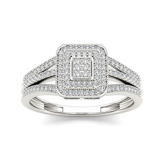 1/6 CT.T.W. Natural Diamond 10K White Gold Engagement Ring