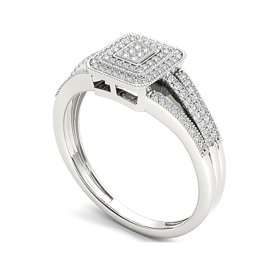 1/6 CT.T.W. Natural Diamond 10K White Gold Engagement Ring