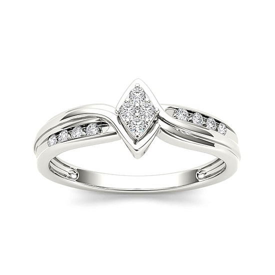 1/10 CT.T.W. Natural Diamond 10K White Gold Engagement Ring