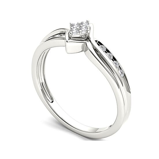 1/10 CT.T.W. Natural Diamond 10K White Gold Engagement Ring