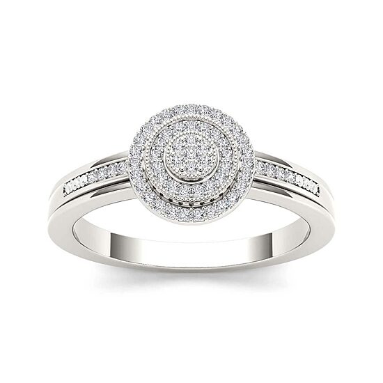 1/6 CT.T.W. Natural Diamond 10K White Gold Round Cluster Engagement Ring