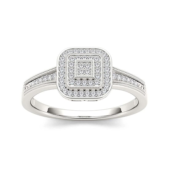 1/6 CT.T.W. Natural Diamond 10K White Gold Engagement Ring