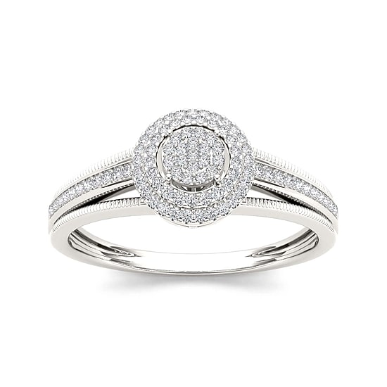 1/5 CT.T.W. Natural Diamond 10K White Gold Engagement Ring