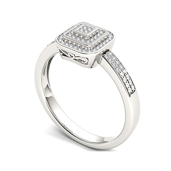 1/6 CT.T.W. Natural Diamond 10K White Gold Engagement Ring