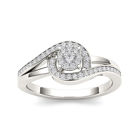 1/5 CT.T.W. Natural Diamond Swirl 10K White Gold Engagement Ring