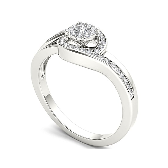 1/5 CT.T.W. Natural Diamond Swirl 10K White Gold Engagement Ring