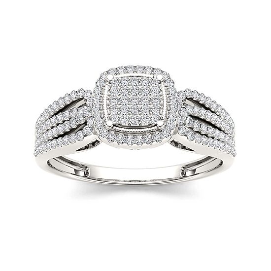 1/3 CT.T.W. Natural Diamond 10K White Gold Engagement Ring